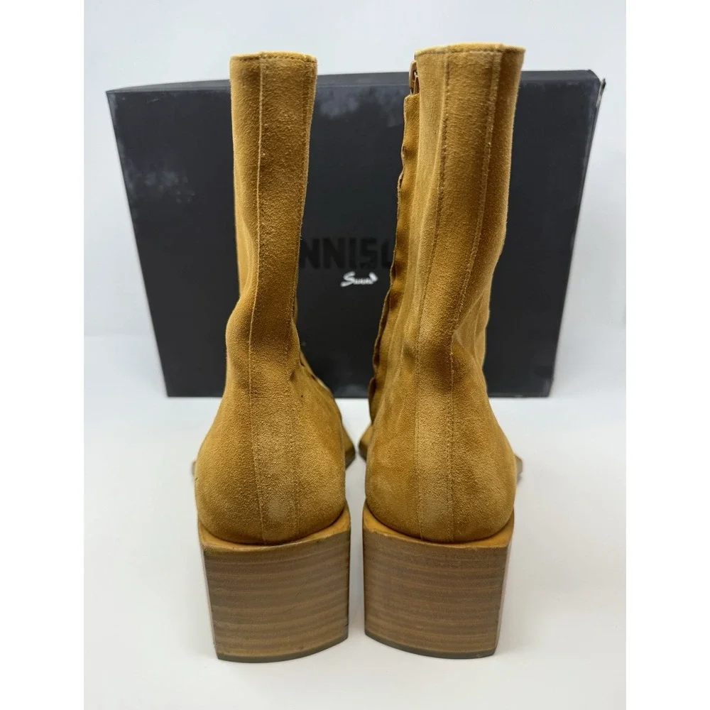 Sunni Sunni Stacked Heel Camel Suede Boots Size 13 US 46 EU
